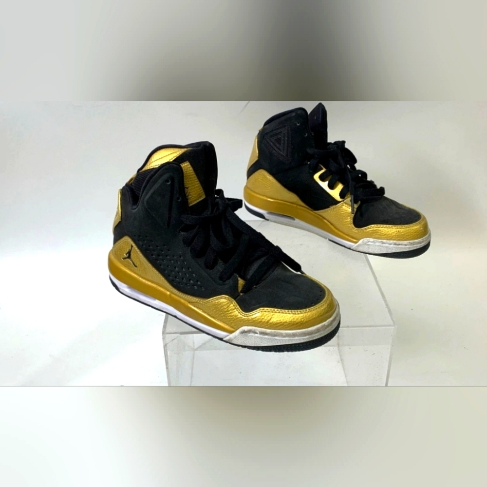 Nike Air Jordan Flight Black Gold Sc3 Basketball Sneakers Men 5.5 Or Women 7